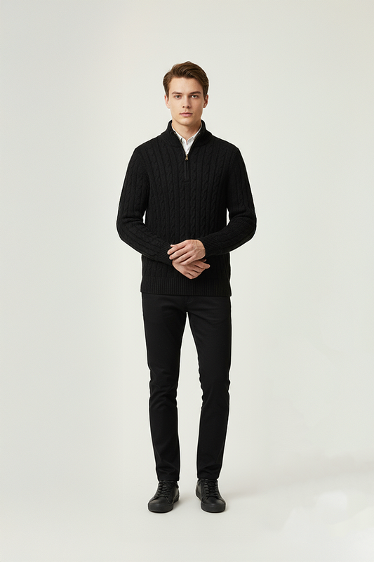 PANAHORSE Saç Örme Fermuarlı Pat Yaka Kazak