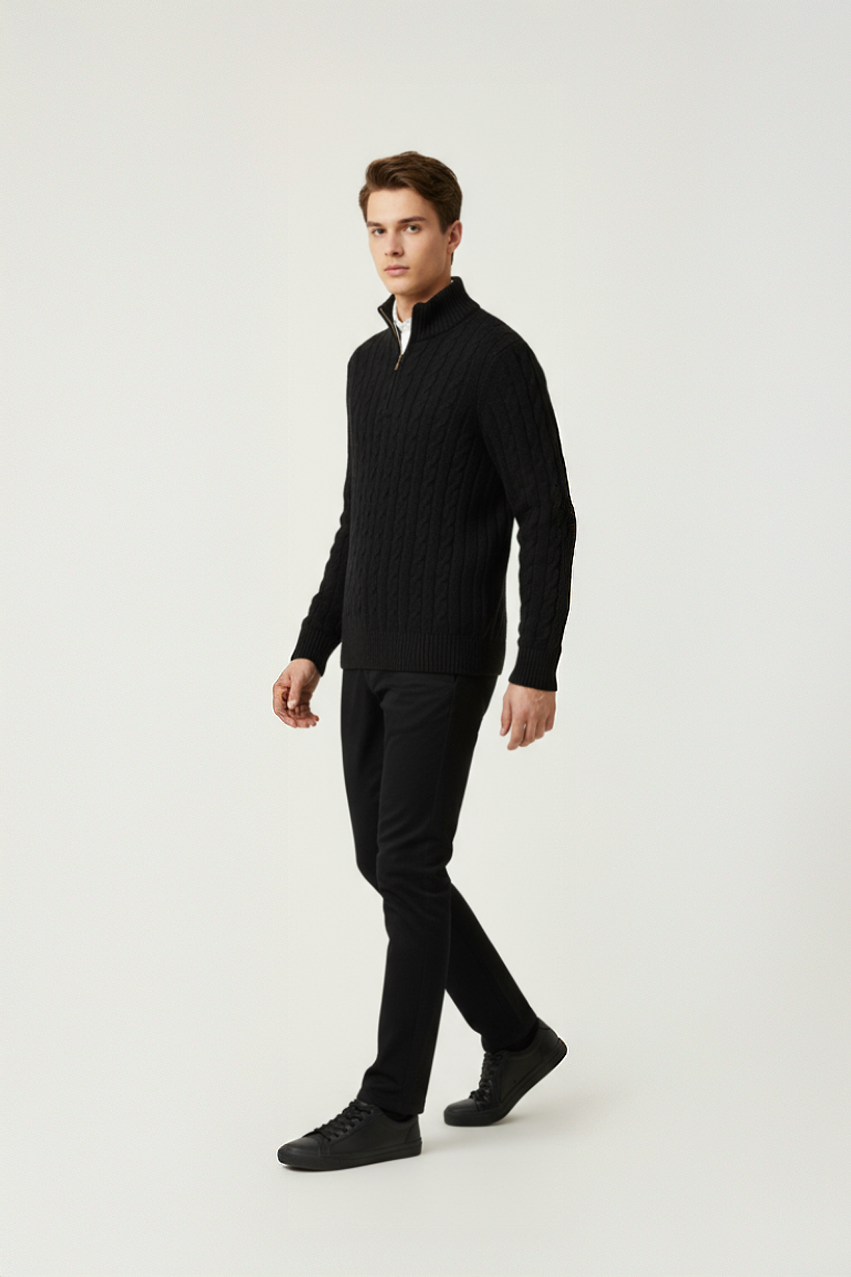 PANAHORSE Saç Örme Fermuarlı Pat Yaka Kazak