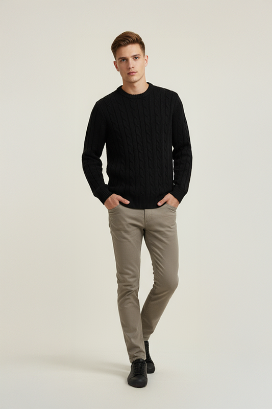 PANAHORSE Saç Örme  Yaka kazak siyah