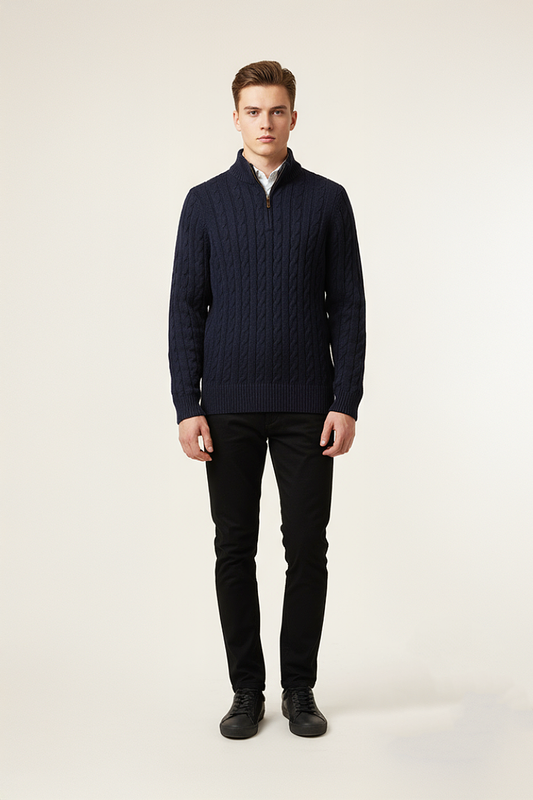 PANAHORSE Saç Örme Fermuarlı Pat Yaka Kazak