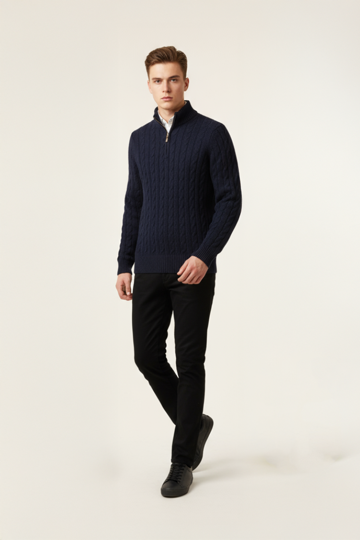 PANAHORSE Saç Örme Fermuarlı Pat Yaka Kazak