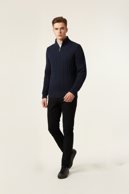 PANAHORSE Saç Örme Fermuarlı Pat Yaka Kazak