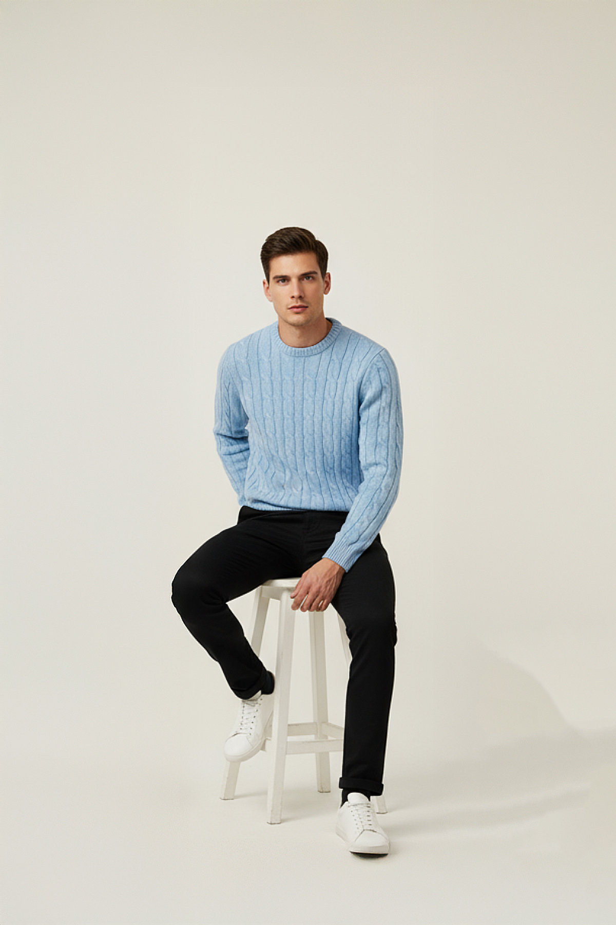 PANAHORSE Saç Örme Yaka Kazak Bebe mavi