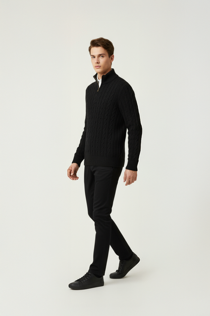 PANAHORSE Saç Örme Fermuarlı Pat Yaka Kazak