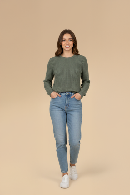 PANAHORSE İnce Saç Örme Bayan Yaka Kazak