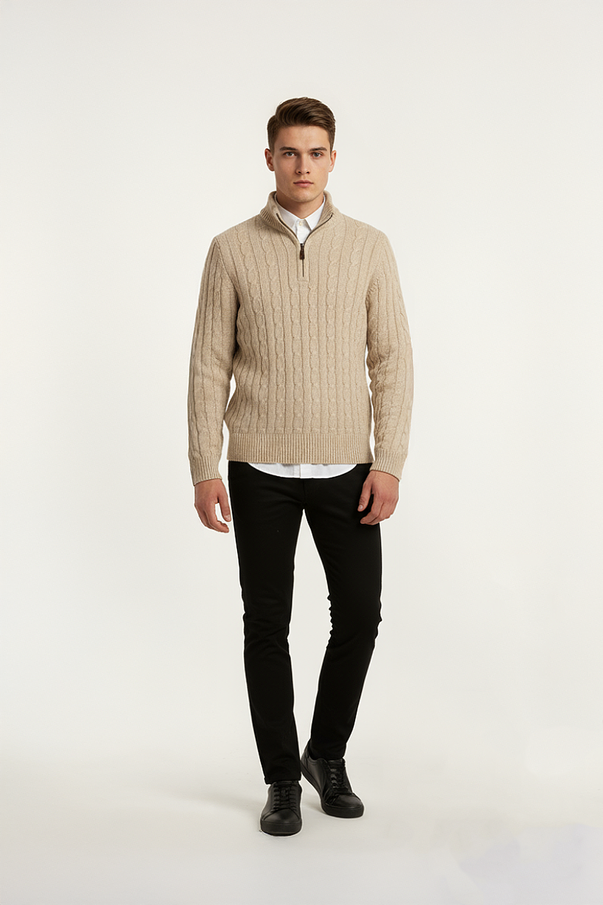 PANAHORSE Saç Örme Fermuarlı Pat Yaka Kazak