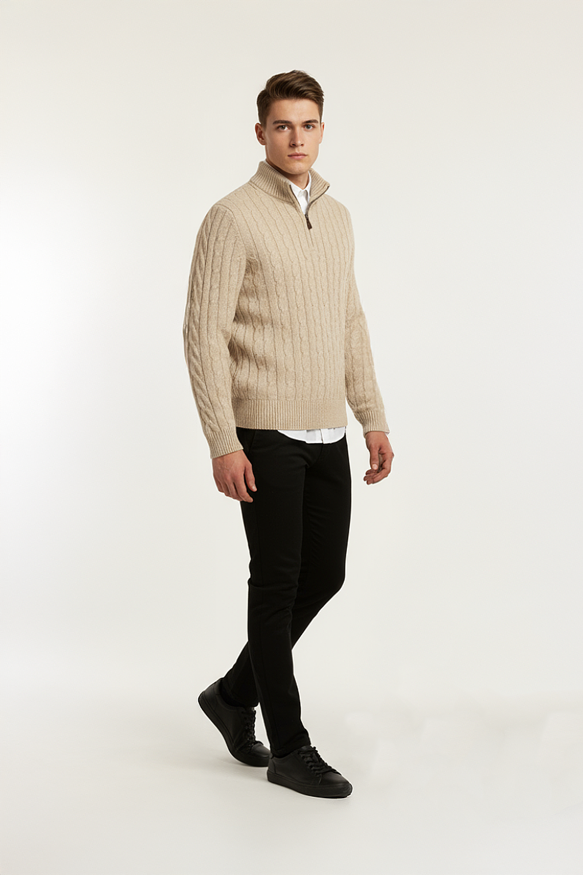 PANAHORSE Saç Örme Fermuarlı Pat Yaka Kazak