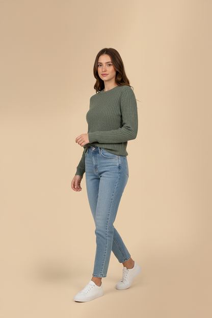 PANAHORSE İnce Saç Örme Bayan Yaka Kazak