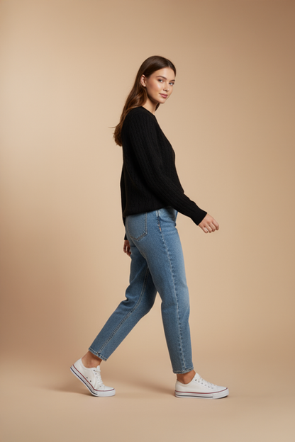 PANAHORSE İnce Saç Örme Bayan Yaka Kazak