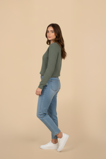 PANAHORSE İnce Saç Örme Bayan Yaka Kazak