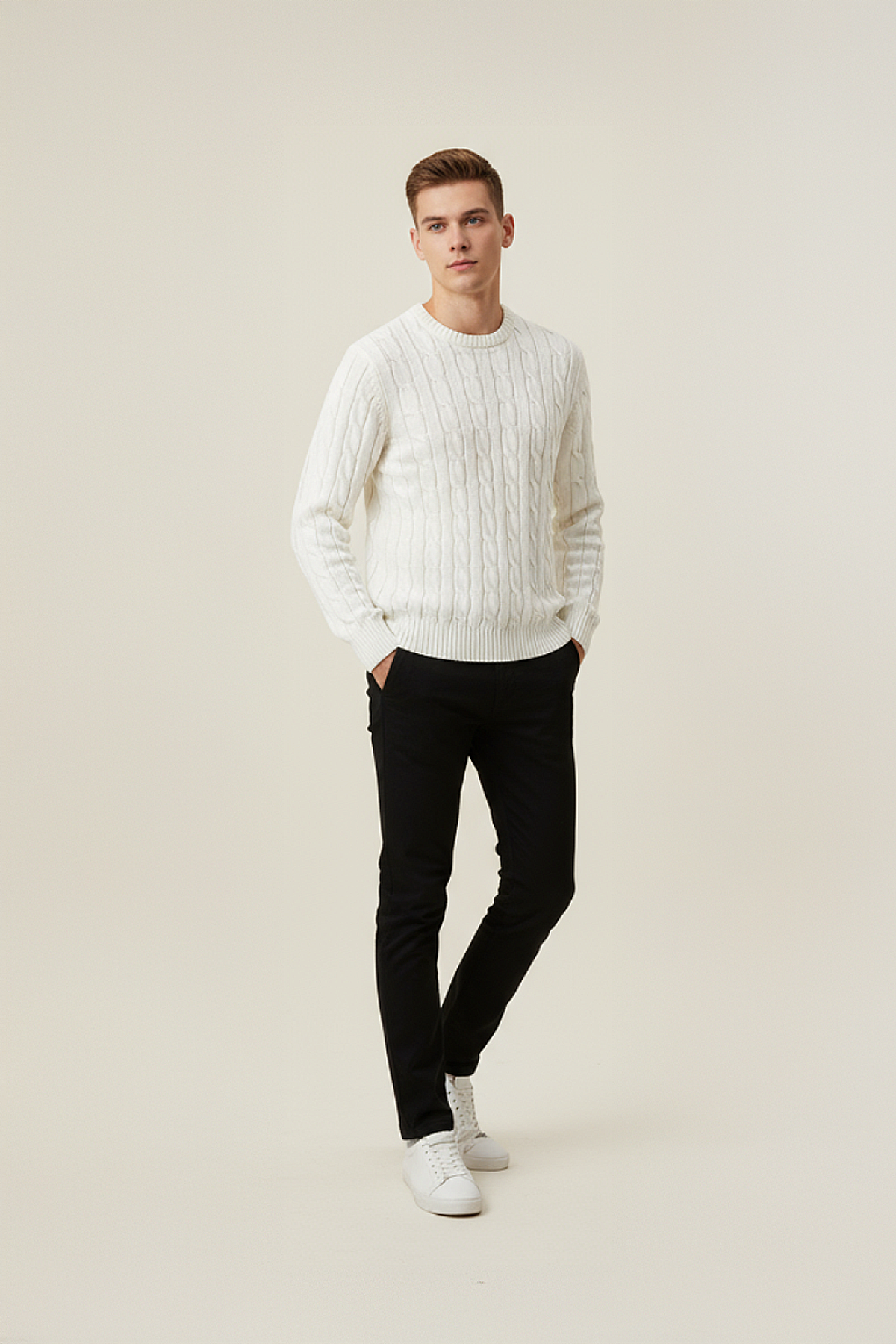 PANAHORSE Saç Örme  Yaka Kazak Siyah