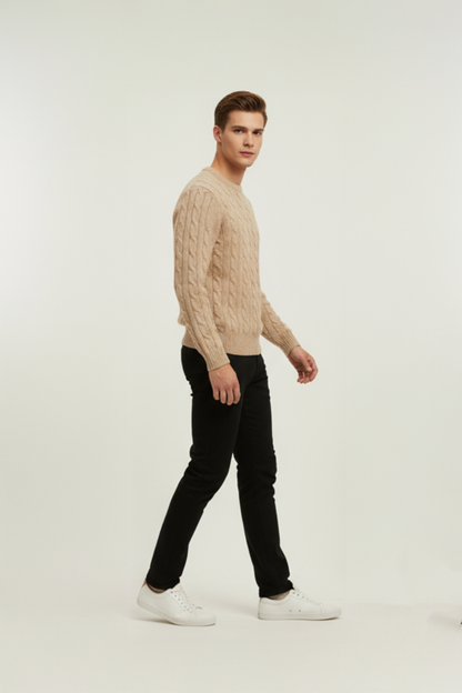 PANAHORSE Saç Örme Yaka Kazak Bej